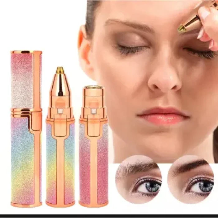 2 in 1 Flawless Eyebrow Hair Remover Stylish & Fashionable Rechargeable Facial Hair Trimmer for Women Painless