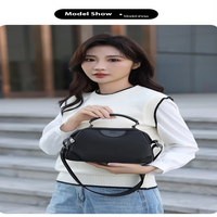 New Portable Nylon Cloth with Cowhide Shoulder Bag