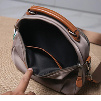 New Portable Nylon Cloth with Cowhide Shoulder Bag